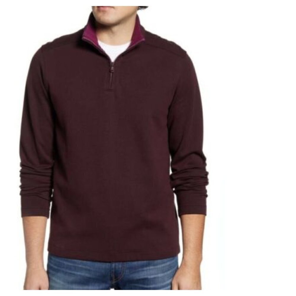 NEW Bonobos Slim XXL 1/4 Zip Mock Neck Pullover Sweater in Chianti Burgundy Red